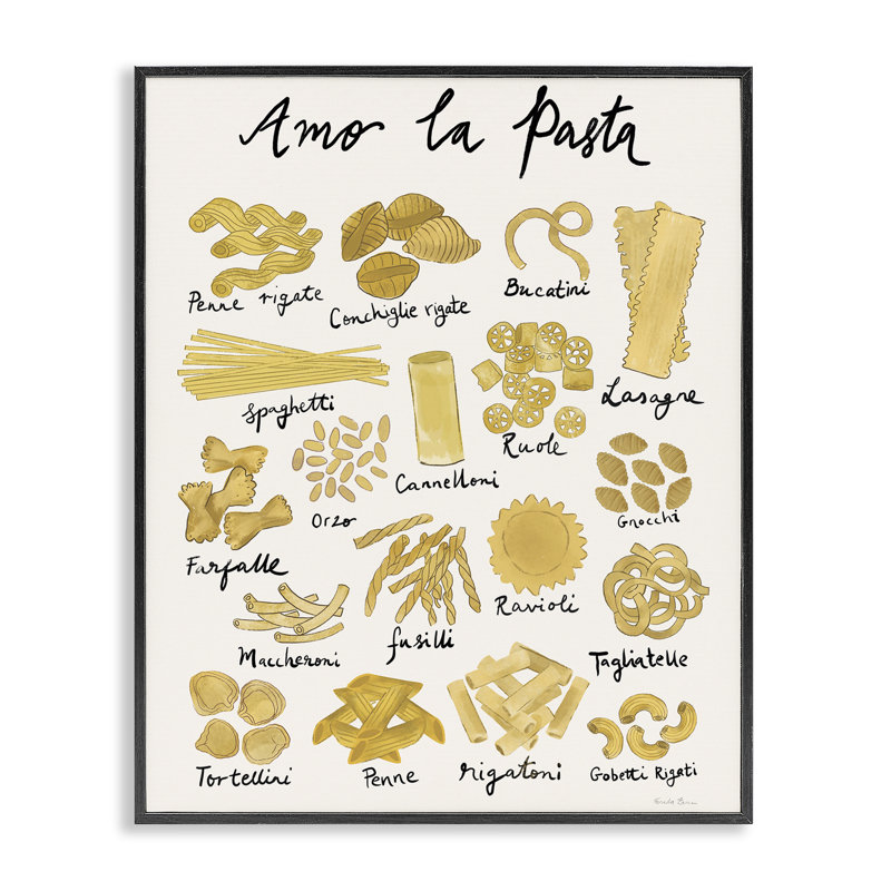 Amor La Pasta, estampe numérique encadrée par Farida Zaman, Giclée encadrée noir minuit, H 20 po x l 16 po