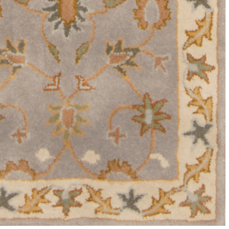 Tapis gris / argent en laine touffeté à la main Mahal