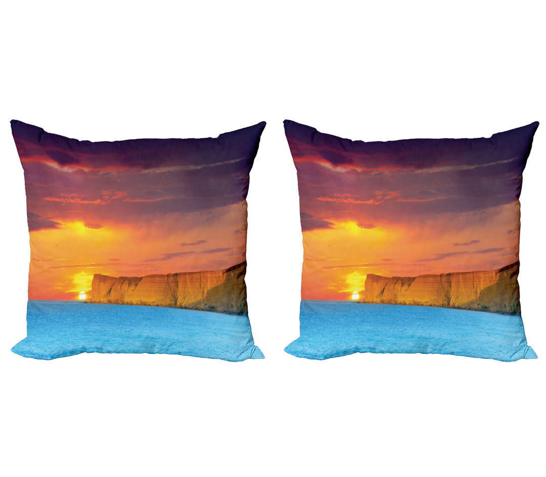 Dekokissen Kissenbezug, Sea Sonnenuntergang mit Cliffs, Sommer, Gelb Violett Blau