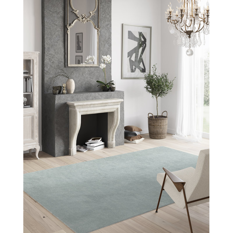 Tiffany Smooth Low Pile Semi-Plain Duck Egg Blue Rug, Rectangle 200 x 290cm