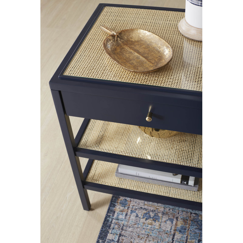 Caanan Glass End Table, Midnight Blue
