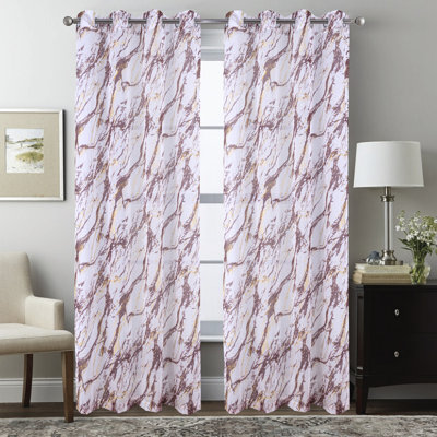 Marble Metallic Semi Sheer Window Curtain Panel