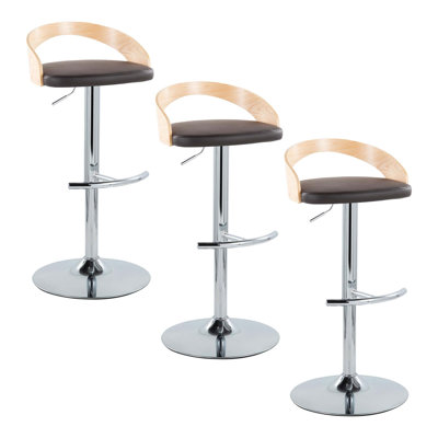 Ensemble de tabourets de bar réglables pivotants avec base chromée et revêtement en similicuir