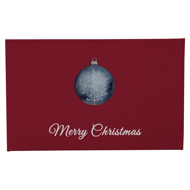 Paillasson Merry Christmas, Rouge canneberge, L 17 po x L 24 po