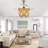  42" BoHo Gold Retractable Ceiling Fan with Light Kit and Remote Wooden Beads Shade 6-speed Reversible DC Motor-1444378840