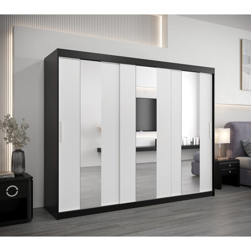 Ayran 3 Door Manufactured Wood Wardrobe, Matte Black