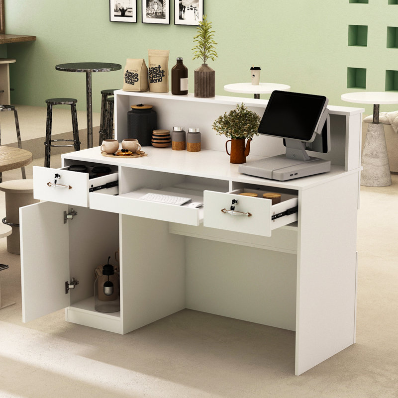 Rasnick Rectangle Solid + Manufactured Wood Reception Desk with Filing Cabinet