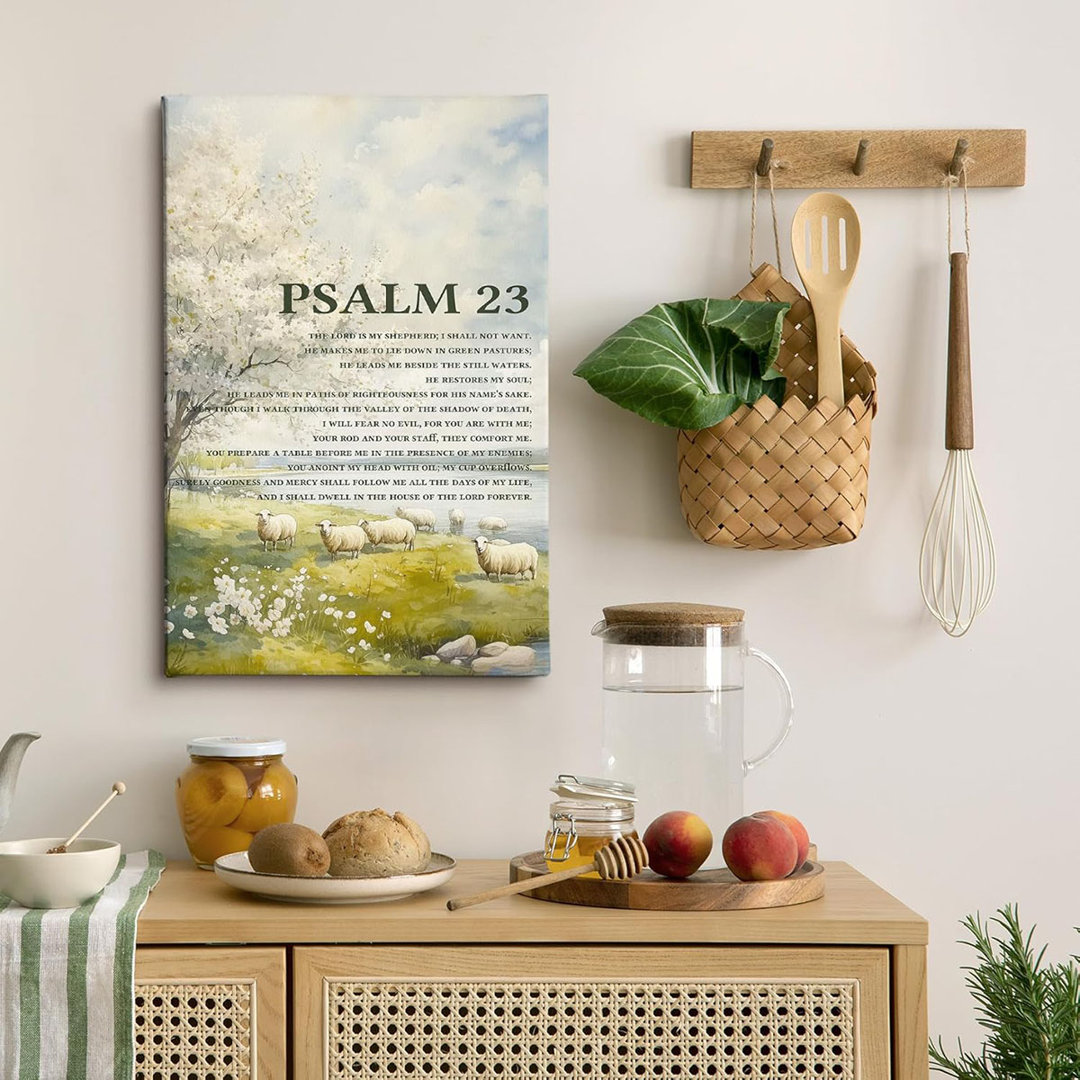 Christian Wall Art, Psalm 23 Bible Verses Canvas Wall Art Decor for Home Bedroom Living Room Church, Farmhouse Rustic Lamb Religious Scripture Canvas