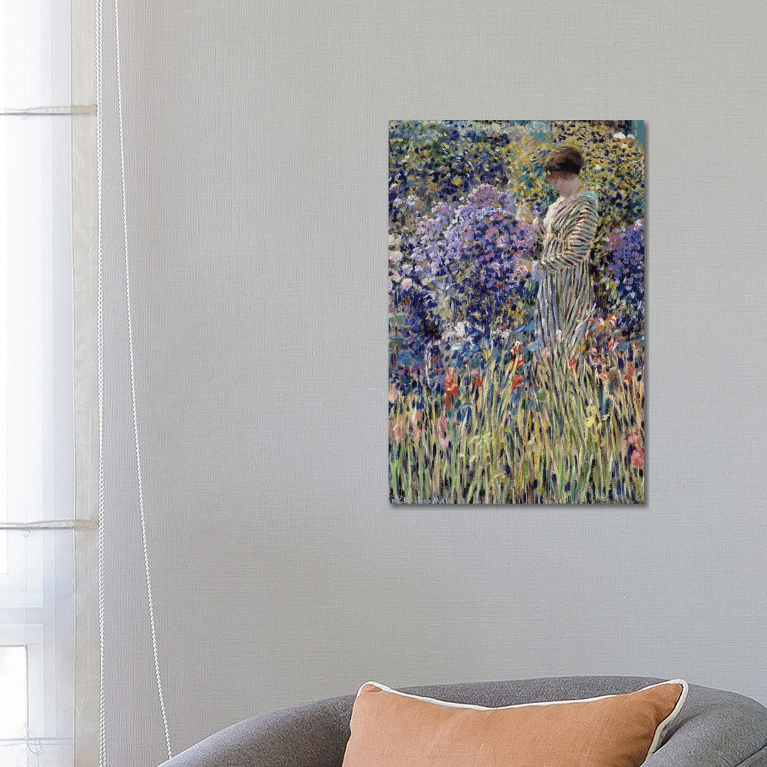 Woman In Garden by Frederick Carl Frieseke - Wrapped Canvas Painting