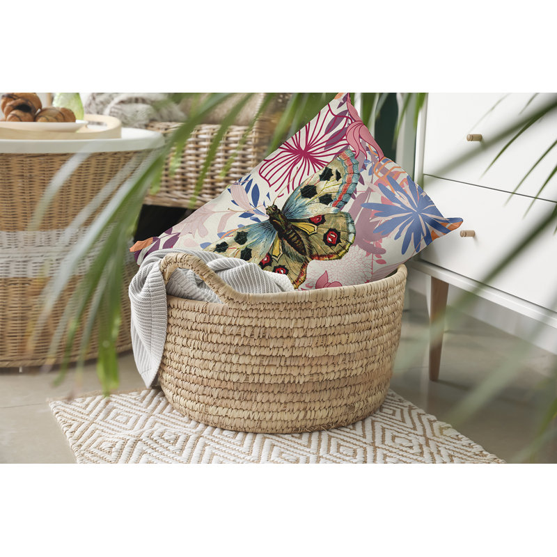 Coussin décoratif floral intérieur / extérieur en polyester, H 14 po x l 20 po, Rectangle