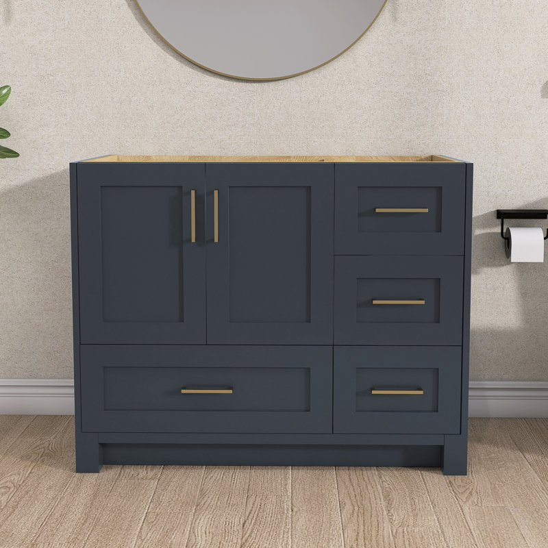 Base de meuble-lavabo simple en bois massif de 42 po bleu marine seulement