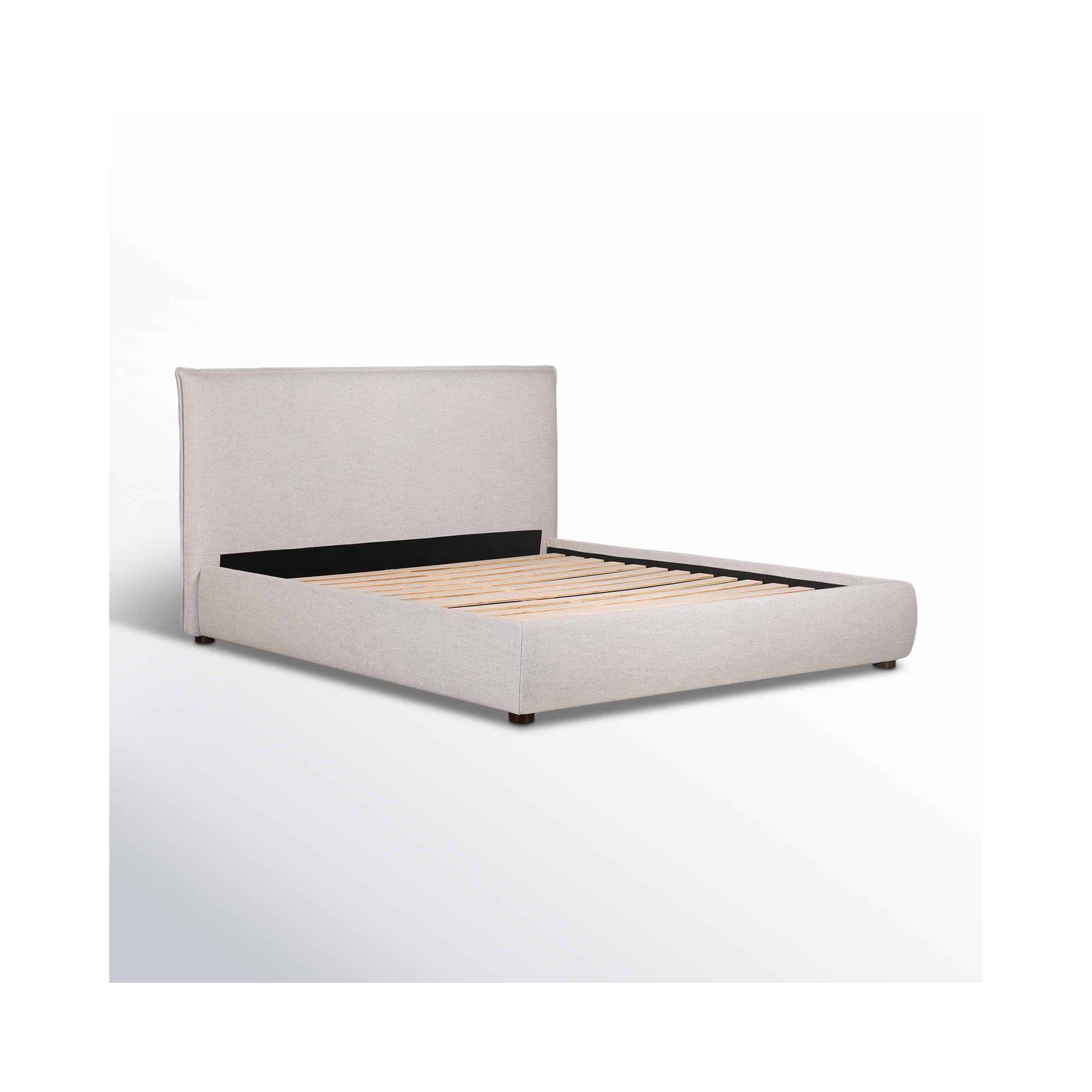 Timothy Upholstered Low Profile Platform Bed, King, Light Gray Basketweave, 45.5