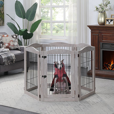 Neema 132"" Extra Wide Dog Gate and Pet Playpen, Free Standing Tall Dog Fence with Walk Through Door, Dog Barriers for Home, Use as Indoor Dogs Cats Pe -  Tucker Murphy Petâ¢, 9928A43BC5E04276939F3338D5A635C3