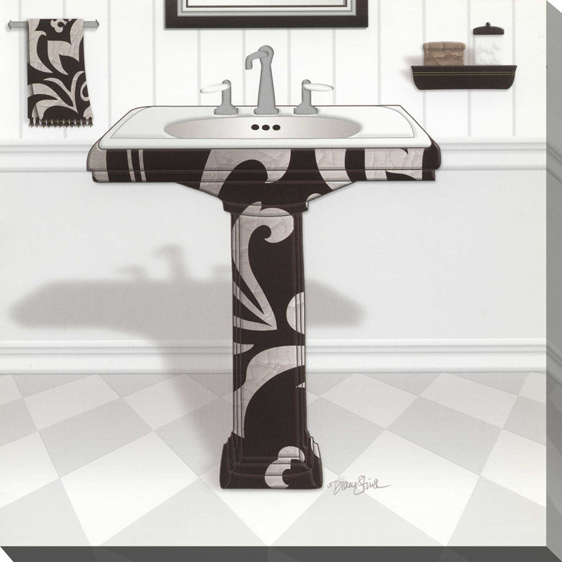 «Black Damask Sink», impression sur toile, H 24 po x l 24 po x P 1,5 po