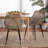 Hileman Wing Back Rattan Arm Chair in Greywash