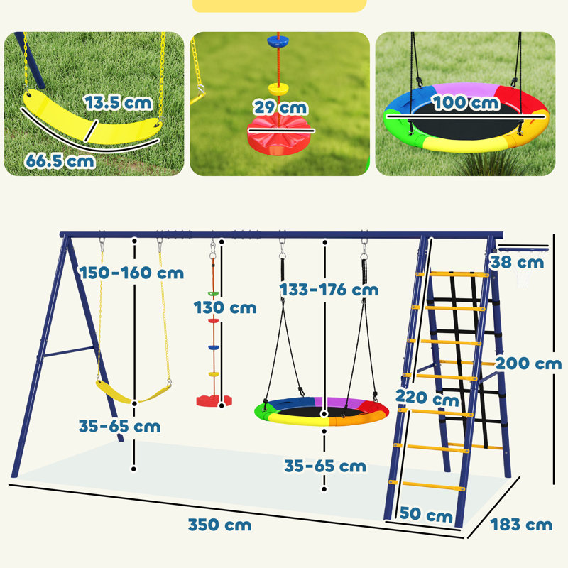 HOMCOM Steel 100cm Disc Swing with Chains