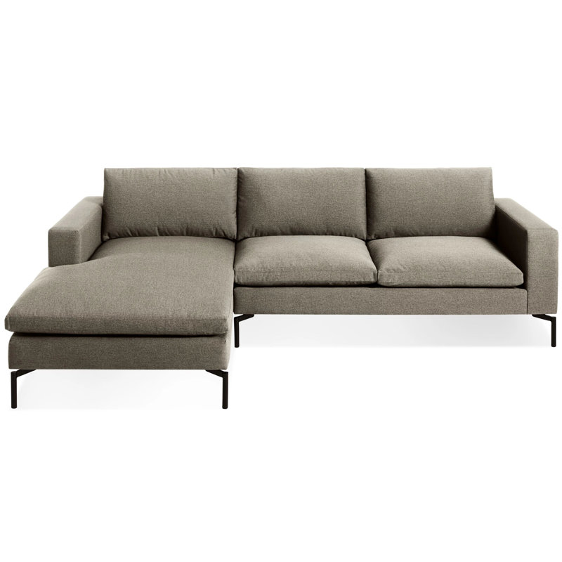 New Standard Upholstered L-Shaped Sectional, Right Hand Facing, Toffee Leather, Black