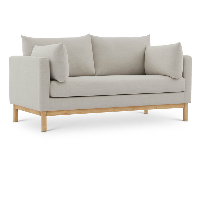 Causeuse Langham Lewellen, Tissu beige texturé en lin
