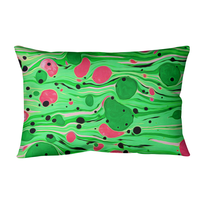 Coussin Swirls, 14 po x 20 po, Bourre en polyester, Vert / rose