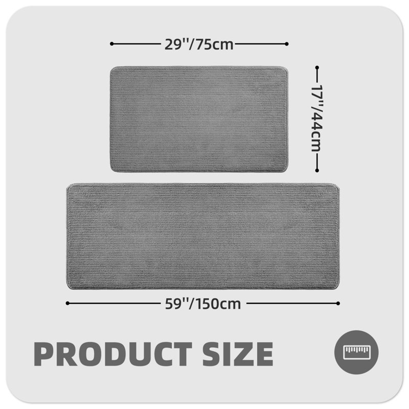 Tapis de cuisine Demarus, Rectangle 4 pi 11 po x 1 pi 5 po, Gris foncé
