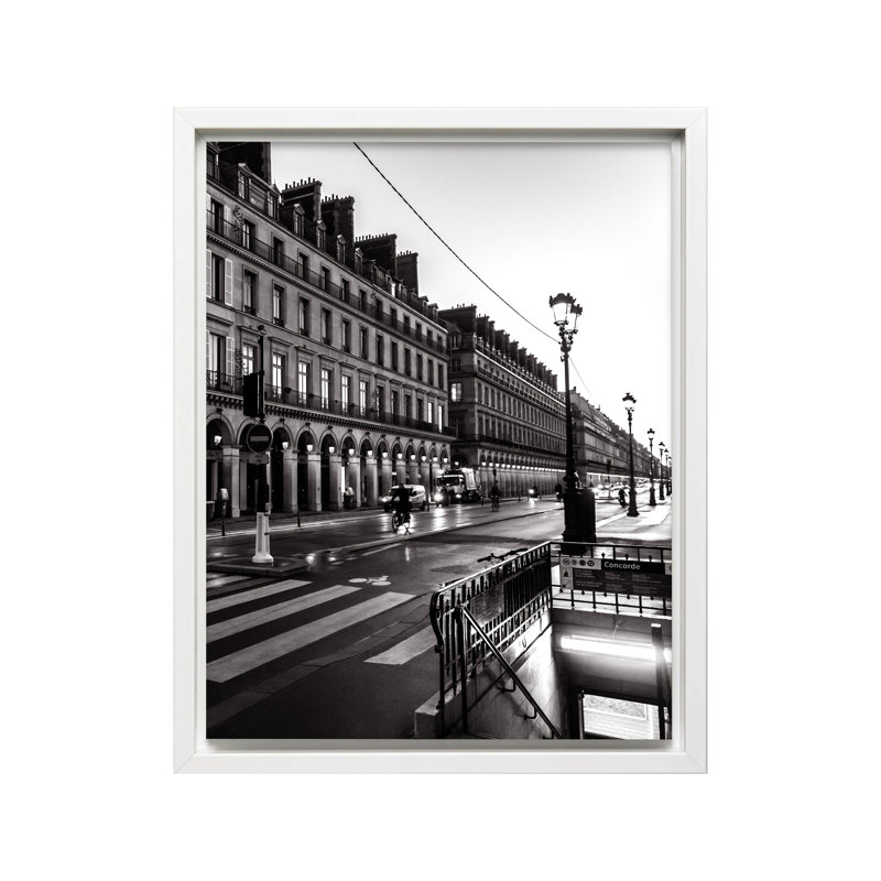 Paris Street, Canvas, 18"H x 24"W, White Framed
