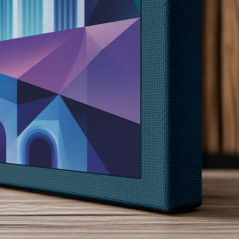 Sacred Geometry Geometric 1 Piece Wrapped Canvas Wall Art, 18x12 - 45.7 x 30.5 cm, Teal Border