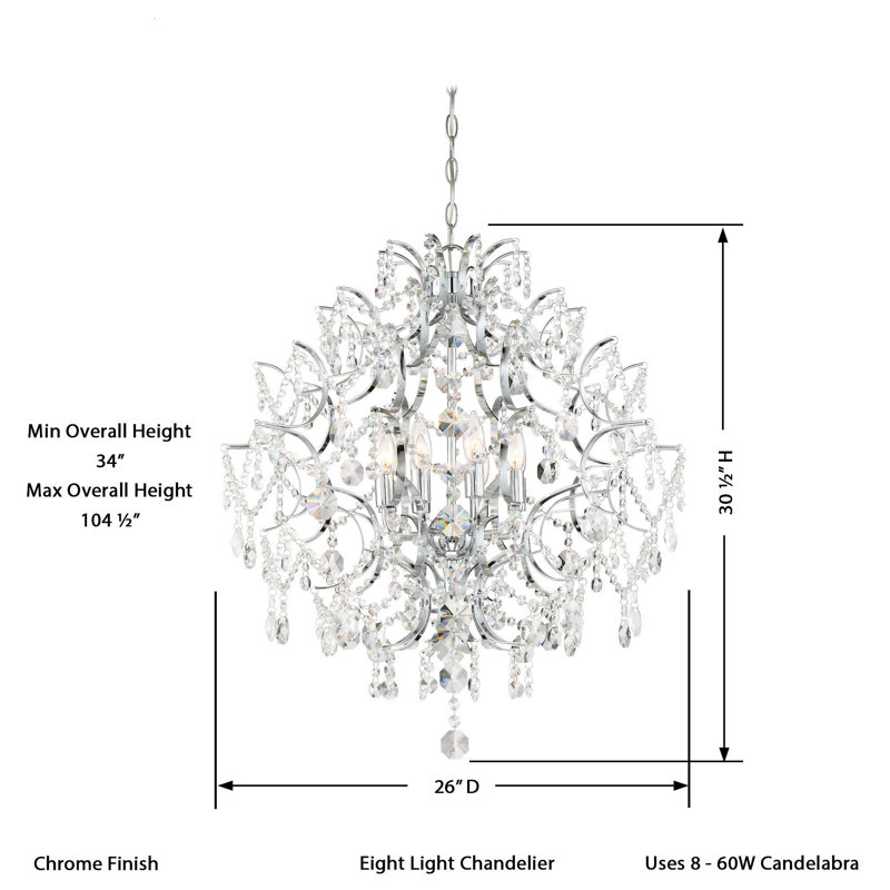 Eleganza Chrome 8-Light Chandelier with Clear Crystal Accents
