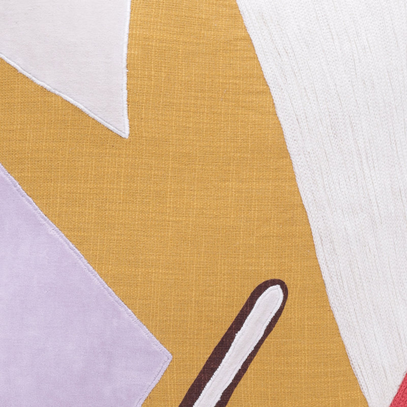 Coussin 100% coton à fermeture à glissière, H 20 po x l 20 po, Jaune / Mauve