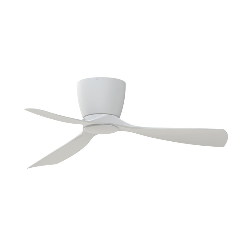 Klinch 44 inch Indoor/Outdoor Flush Mount Ceiling Fan with LED Light Kit and Remote Control - Matte White, Matte White