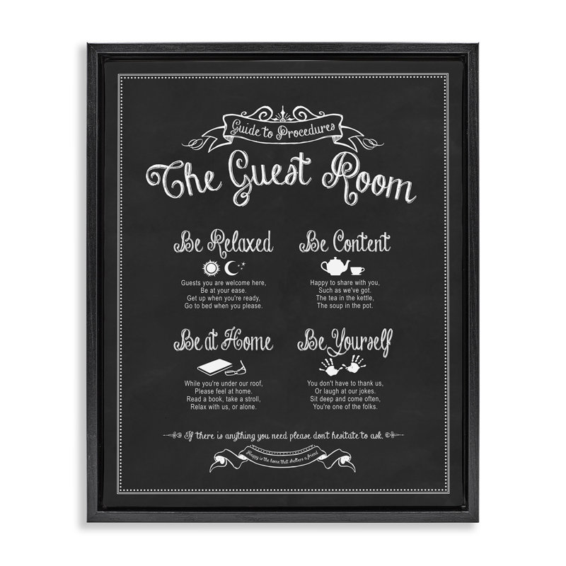 " The Guest Room Guide " by Lettered And Lined, Jet Black Floater Frame, 17" H x 21" W