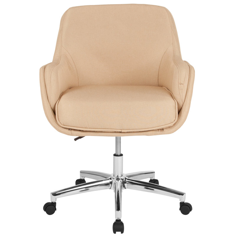 LÃ¼ders Home and Office Upholstered Mid-Back Molded Frame Office Chair, Beige