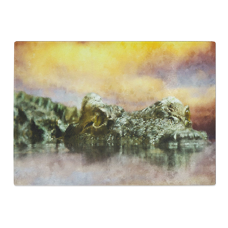 Crocodile Painting Chopping Board, 28.5cm W x 39cm L