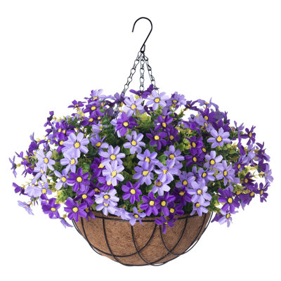 Faux mamans avec jardinière suspendue, fleurs artificielles d'automne pour la décoration d'automne extérieure