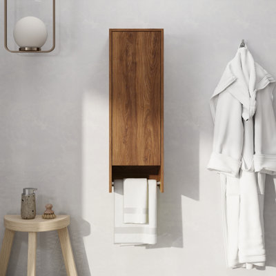 Armoire de rangement murale pour salle de bain avec porte et barre porte-serviettes, 30,5 cm (L) x 91,2 cm (H)