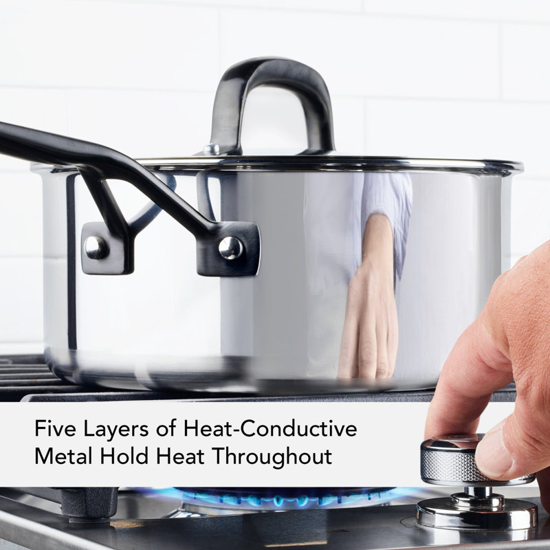 KitchenAid® 5-Ply Clad Stainless Steel Induction Saucepan with Lid, 1.5-Quart