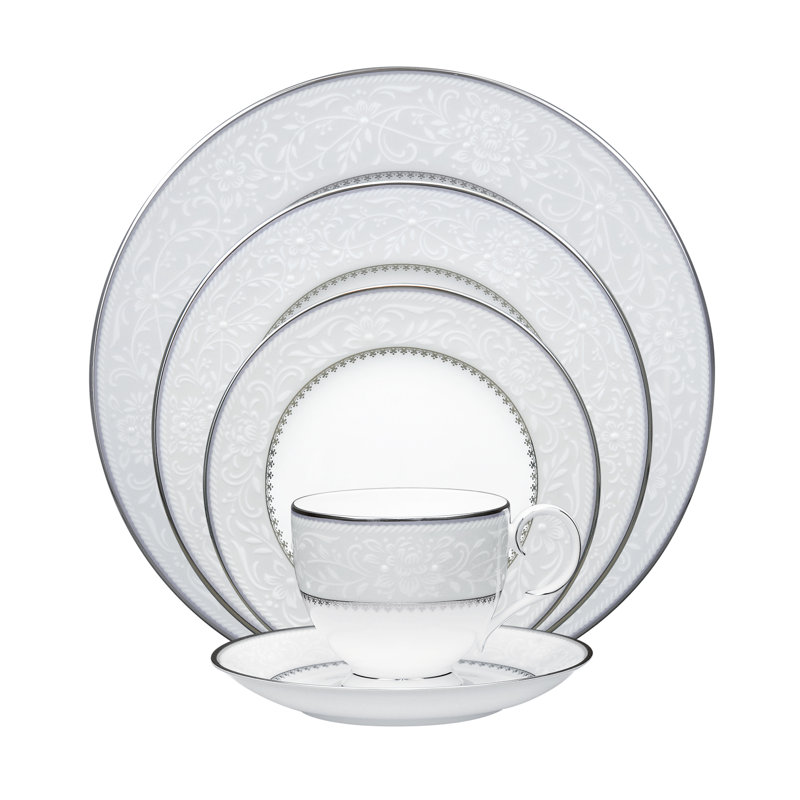 Brocato Floral Porcelain 5-Piece Place Setting with Platinum Band