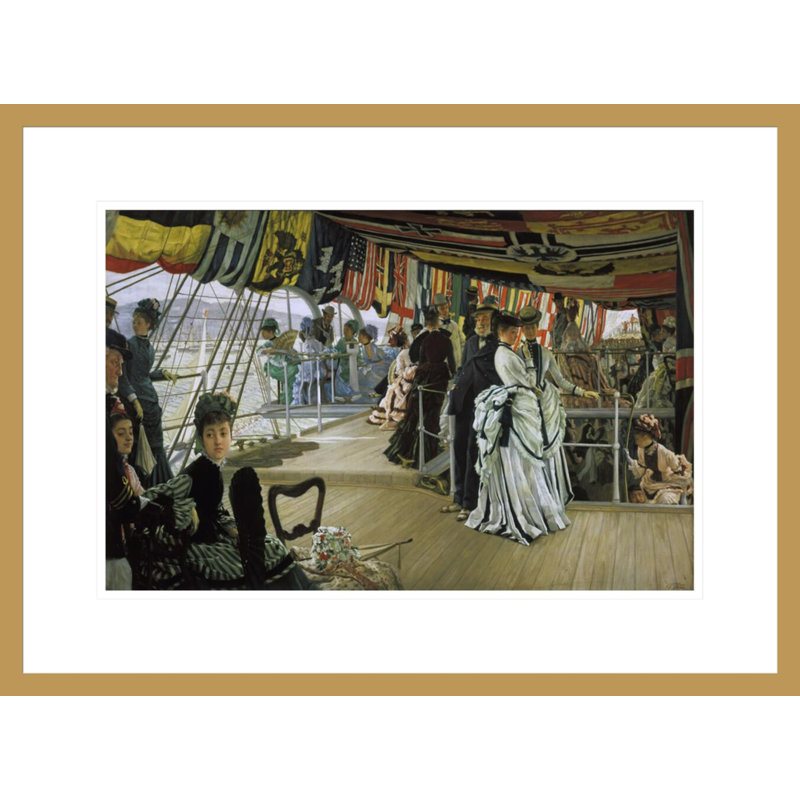 «The Ball on Shipboard» par James Tissot - Estampe numérique encadrée, H 16,11 po x l 21,75 po