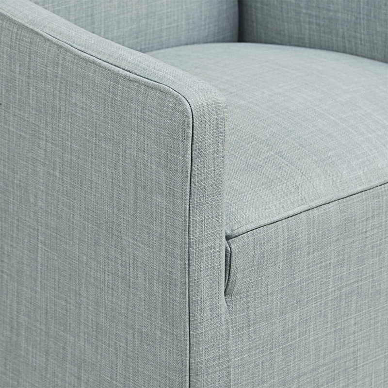 Blue Upholstered Skirted Dining Arm Chair with Casters