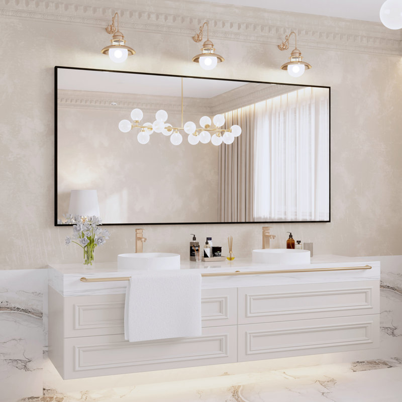 Miroir de salle de bain mural Sartori, Noir, 36 po x 72 po