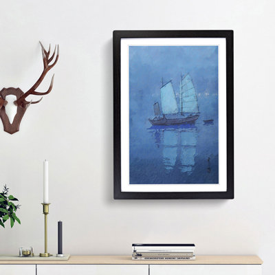 Sailing Boats at Night by Hiroshi Yoshida - Picture Frame Painting Print