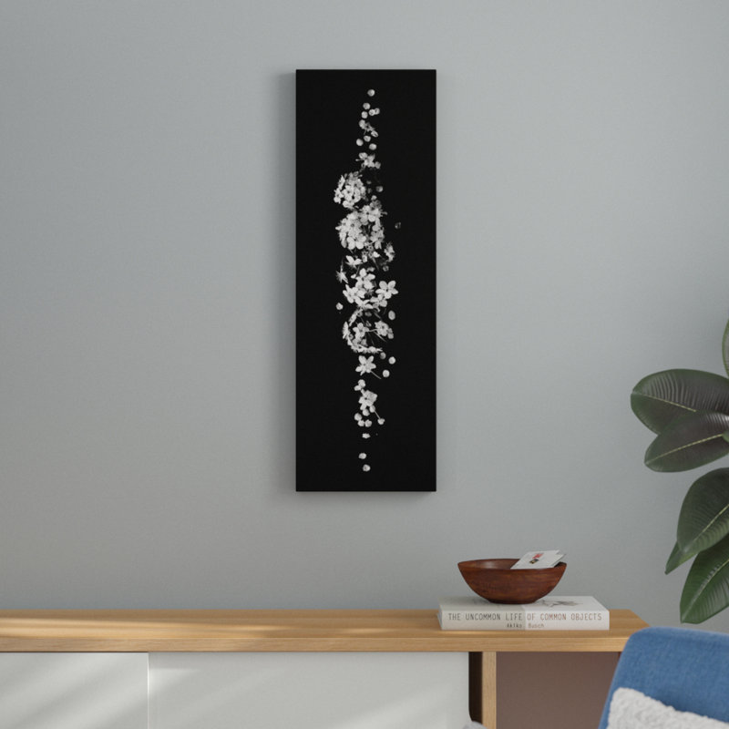 «Black and White Floral Midline», reproduction de photo sur toile