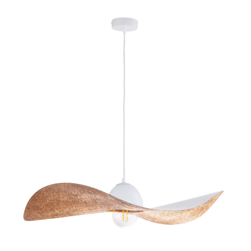 Chirokitia 1 - Light Single Pendant, 80 x 76 x 76cm, White/Copper