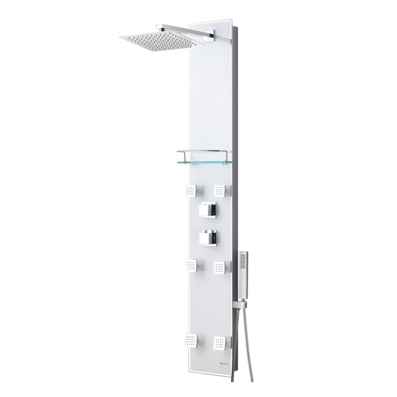Panneau de douche 59 po avec tête de douche réglable Zara, Noir