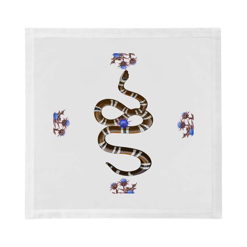 Thistle And Snake Cotton Sateen Dinner Napkins, Blue White