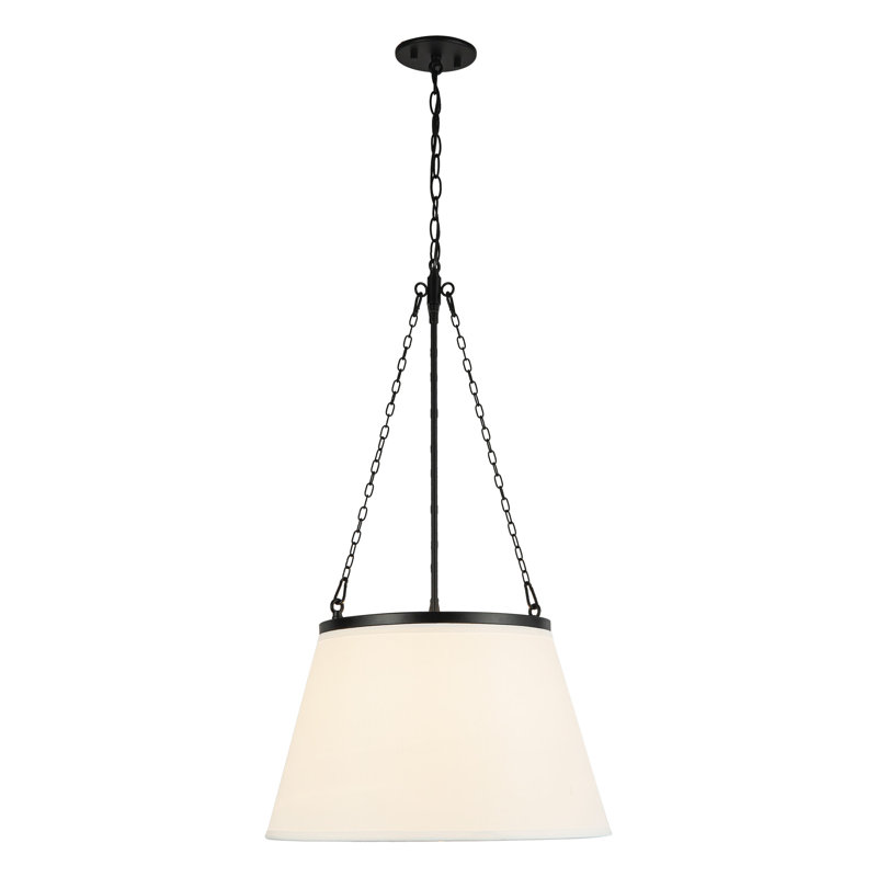 Luminaire suspendu géométrique Speakeasy, Noir mat / lin blanc