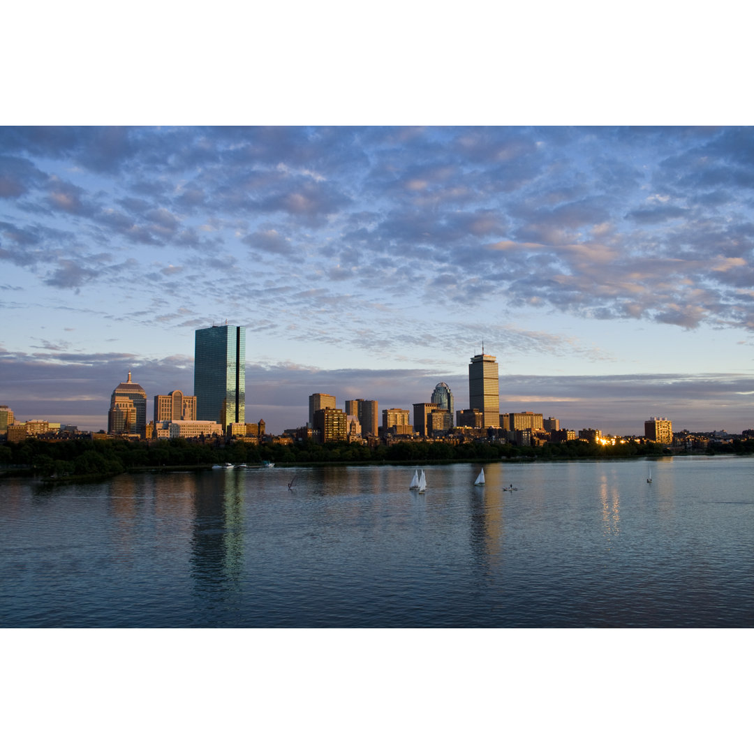 Sonnenuntergang Reflexion In Der Charles River von Caitlinw - Leinwandbild