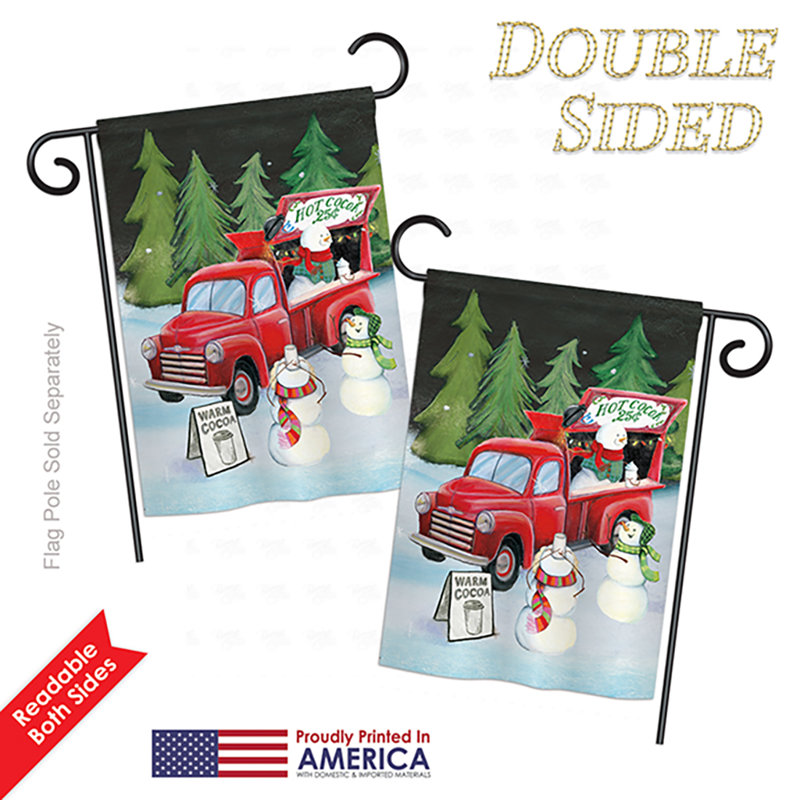 Drapeau de jardin américain à double face 19 x 13 po Snowmen, Polyester, Rouge pâle