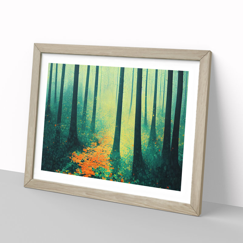 Summer Forest Path Vol.2 - Single Picture Frame Print, 46cm H x 64cm W x 2cm D, Oak Framed