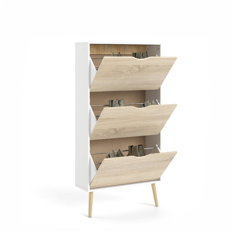 Myrasol 18 Pair Shoe Storage Cabinet, White/Light Yellow