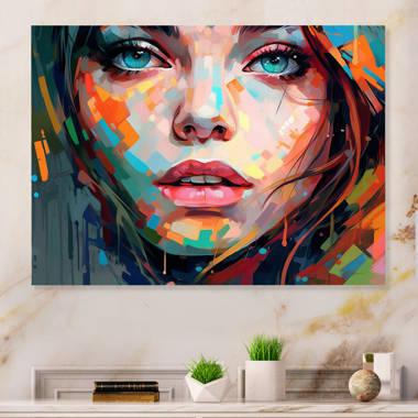 Designart Female Pop Art Portrait I Modern Woman Metal Wall